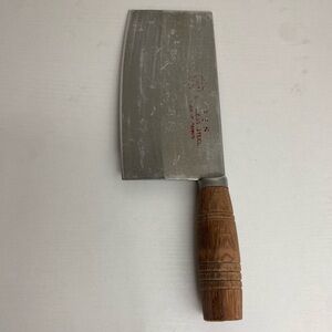 Vintage Cleaver Stainless Steel Knife Wood Handle Made In Taiwan